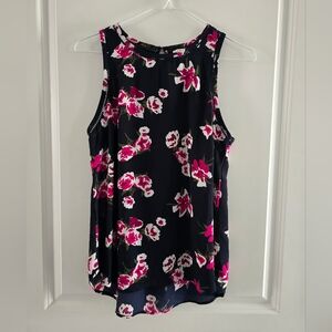 J. Crew Navy Blue and Pink Floral Tank Top